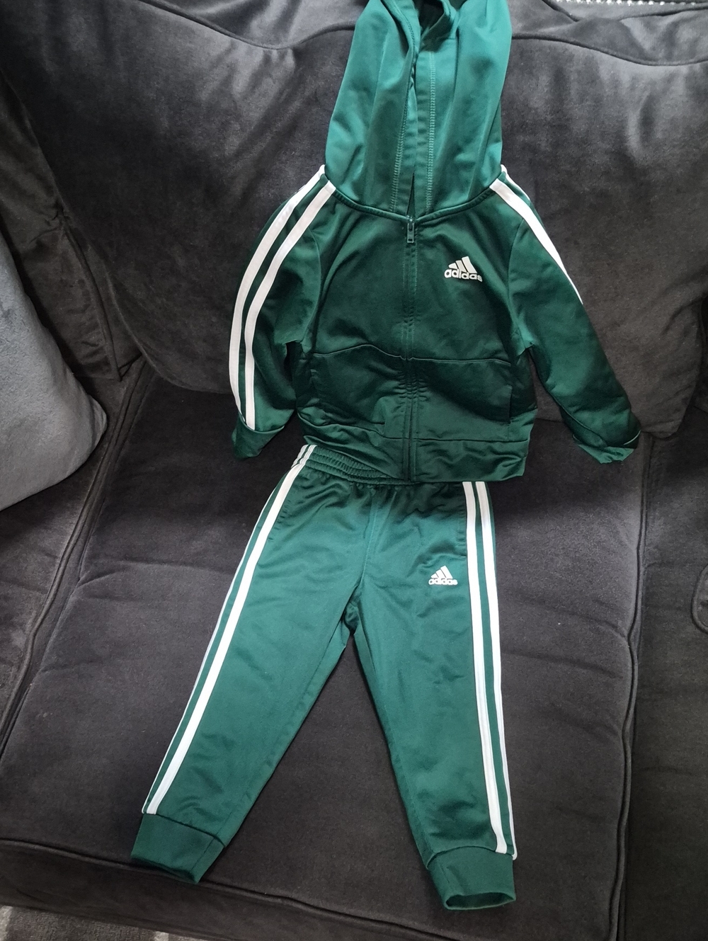 adidas Green Hooded Tracksuit with White Stripes